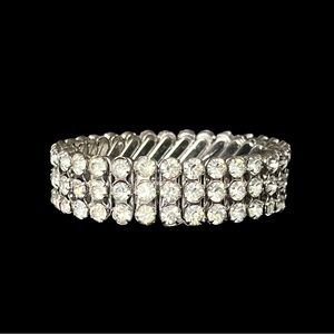 Vintage Midcentury 93 Rhinestone Stretch Bracelet Made in Japan Tons of Sparkle